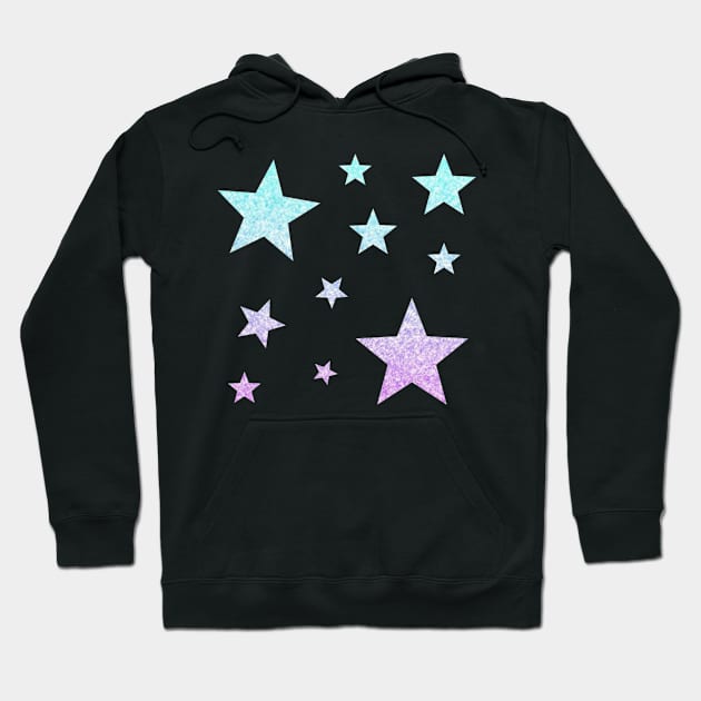 Light Blue Purple Ombre Faux Glitter Stars Hoodie by Felicity-K